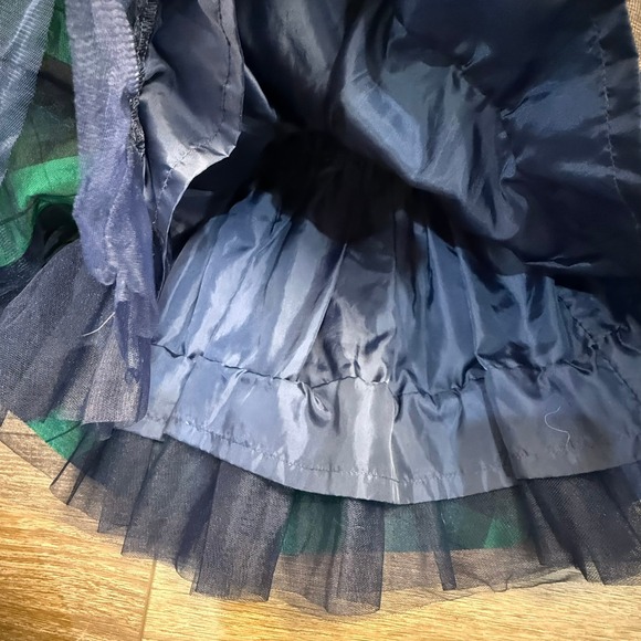 Janie and Jack Kids Girls Dress Tulle Blue Green Plaid Silk Size 12-18 M Holiday - Picture 5 of 9